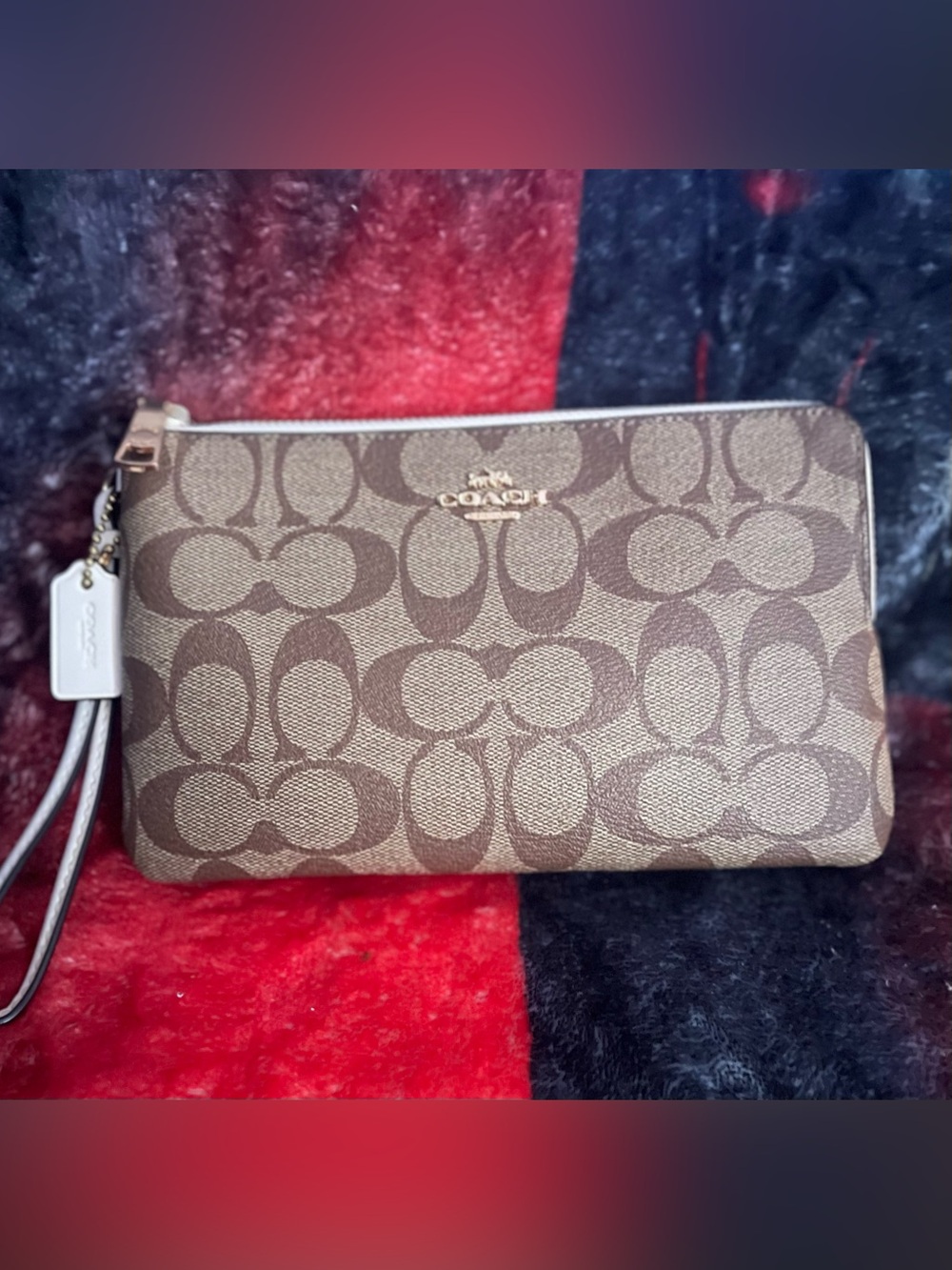 Coach Signature Double Zip Wristlet